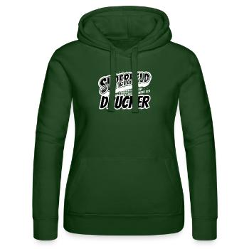 Superheld, clever getarnt als Drucker - Frauen Kapuzen Sweater von Russell - Flaschengrün - Vorne - Liana (172cm)