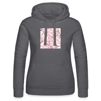 Rosa Kirschblüte Muster - Sakura - Frauen Kapuzen Sweater von Russell - Grau - Vorne - Marisol (170cm)