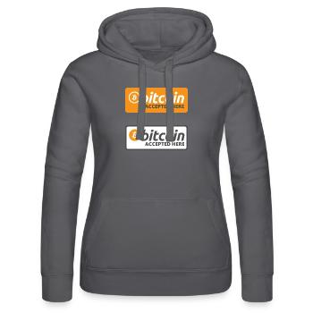 Bitcoin hier akzeptiert - Sticker Pack - Frauen Kapuzen Sweater von Russell - Grau - Vorne - Marisol (170cm)