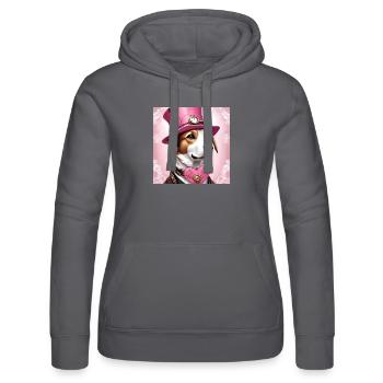 Steampunk art design dog with hat - Women’s Hooded Sweater by Russell - grey - Front - Marisol (170cm)