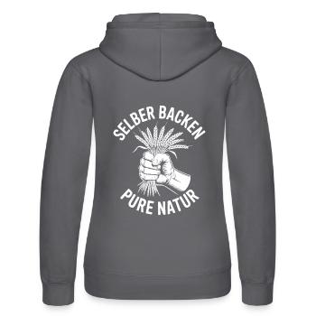 Selber Backen ist pure Natur - Frauen Kapuzen Sweater von Russell - Grau - Hinten - Marisol (170cm)