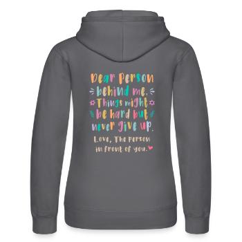 Liebe Person hinter mir Es könnte schwierig werden - Frauen Kapuzen Sweater von Russell - Grau - Hinten - Marisol (170cm)