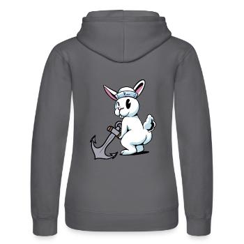 Lièvre, Ancre, Marin, Lapin, Maritime, Ahoy - Sweat à capuche Russell Femme - gris - Dos - Marisol (170cm)