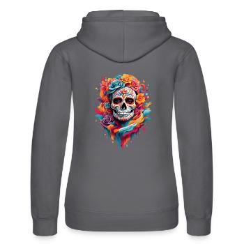MYSTIC-SHIRT: Day Of The Dead - Women’s Hooded Sweater by Russell - grey - Back - Marisol (170cm)