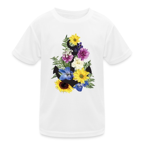 Blumen Anker_ - Kinder Funktions-T-Shirt