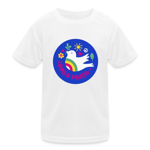 Love ans Peace / blue - Kinder Funktions-T-Shirt