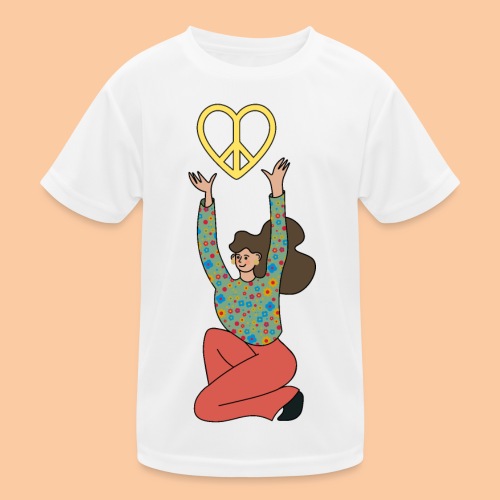She holds the peace sign up - Kids Functional T-Shirt