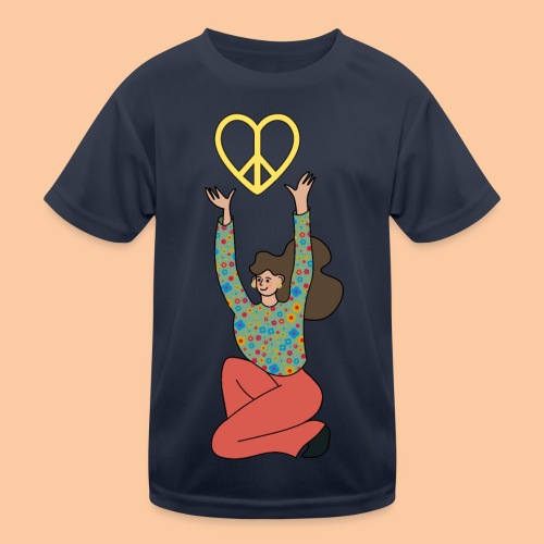 She holds the peace sign up - Kids Functional T-Shirt