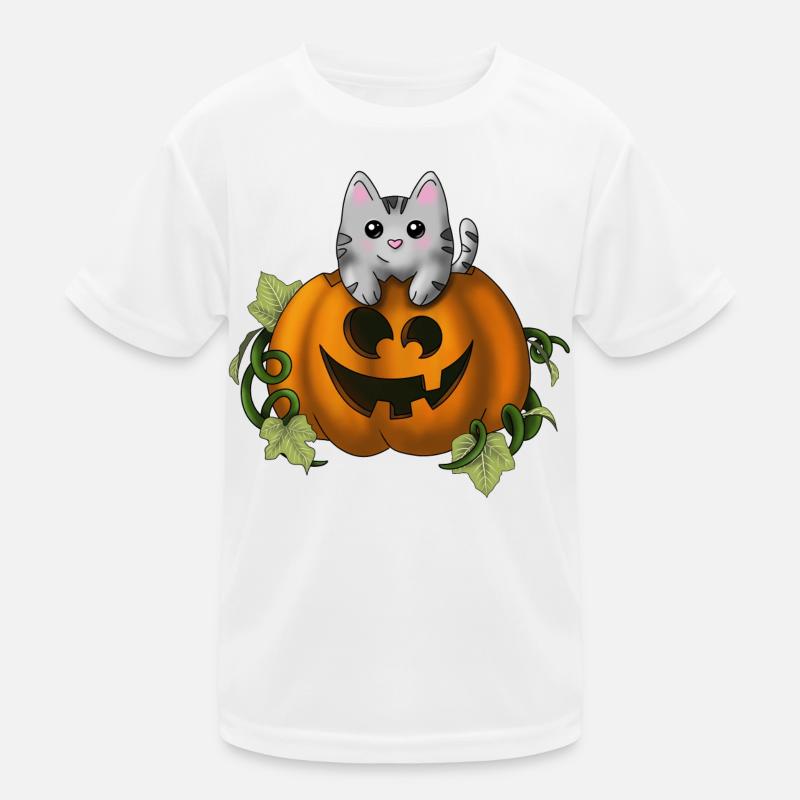 Cute cat in pumpkin Kids Functional T-Shirt