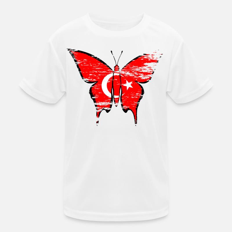Turkey flag butterfly used Kids Functional T-Shirt