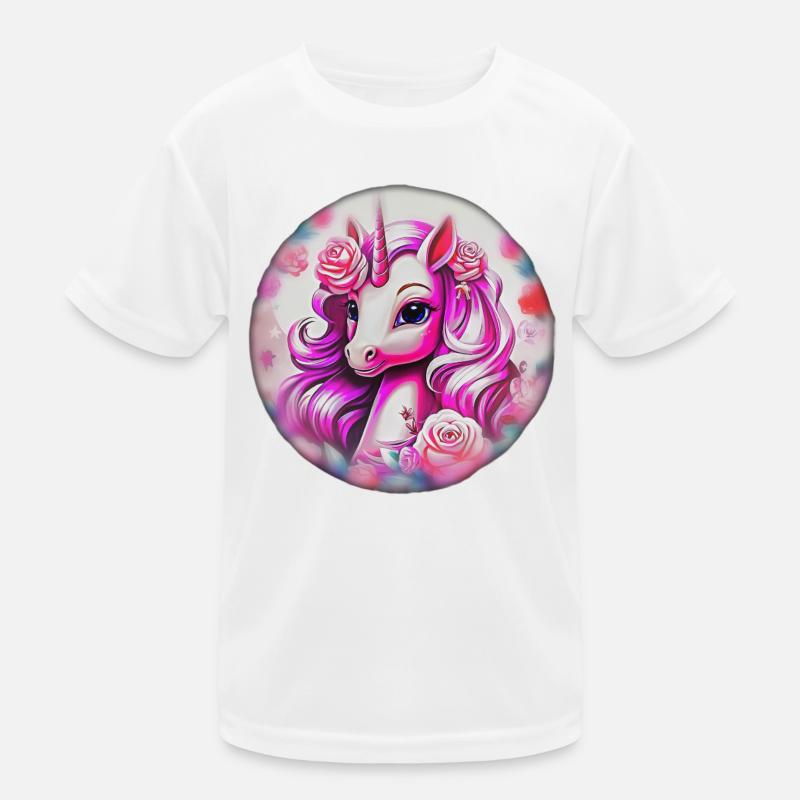 Pinkes Einhorn Kinder Funktions-T-Shirt