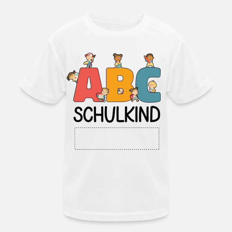 ABC Schulkind Personalisierbar Einschulung Schule Kinder Funktions-T-Shirt