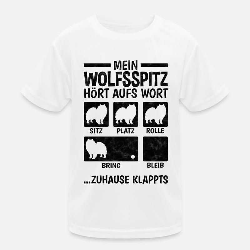 Wolfsspitz Hundetricks deutscher Spitz Keeshond Kinder Funktions-T-Shirt