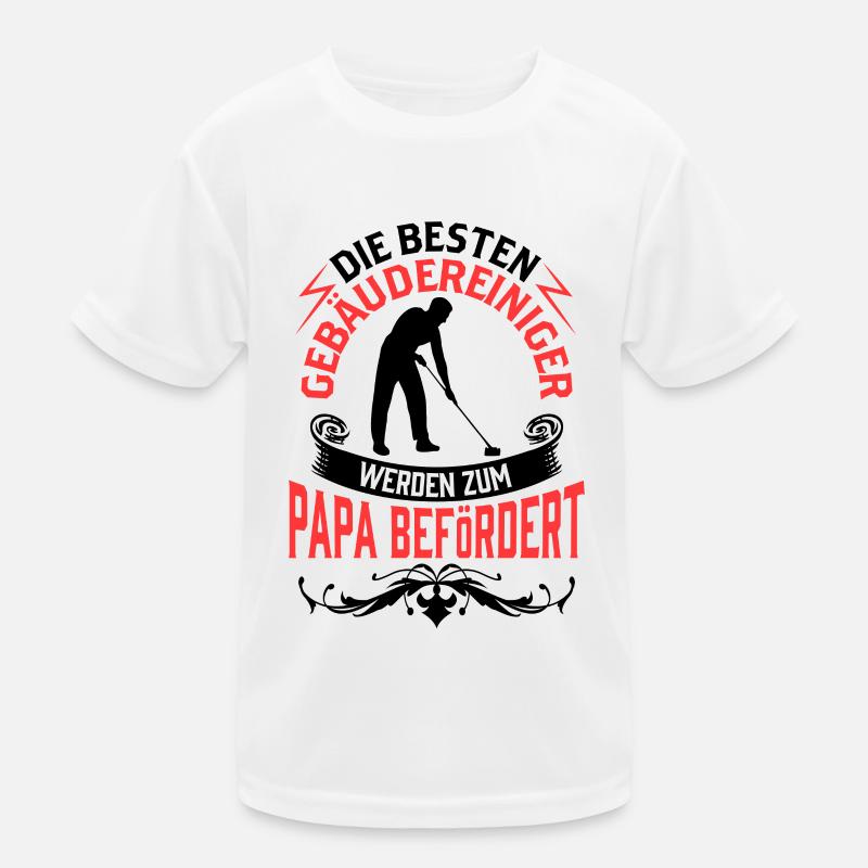 Gebäudereiniger wird zum Papa Fensterputzer Kinder Funktions-T-Shirt