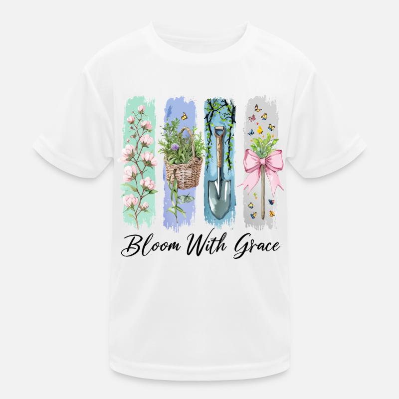 Floraison avec Grace Jardin Fleurs Art T-shirt sport Enfant
