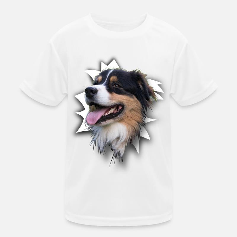 Australian Shepherd - Kinder Funktions-T-Shirt - Weiß