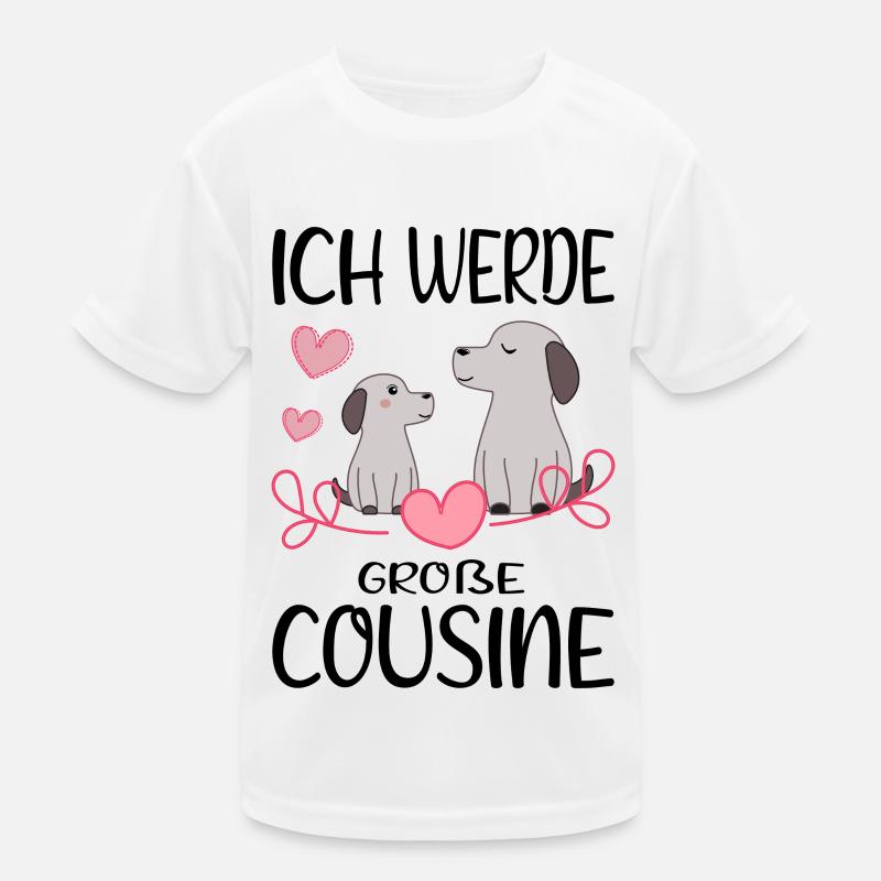 Cousine Ich werde große Cousine Geschnkidee Hunde Kinder Funktions-T-Shirt