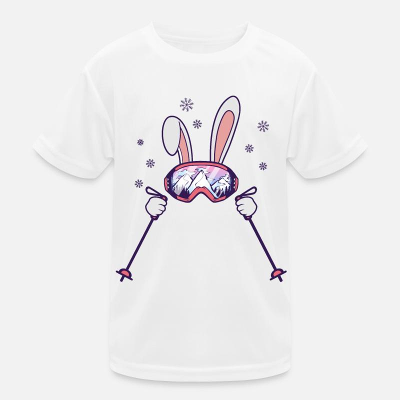 Lapin de ski avec bâtons de ski et lunettes de ski T-shirt sport Enfant