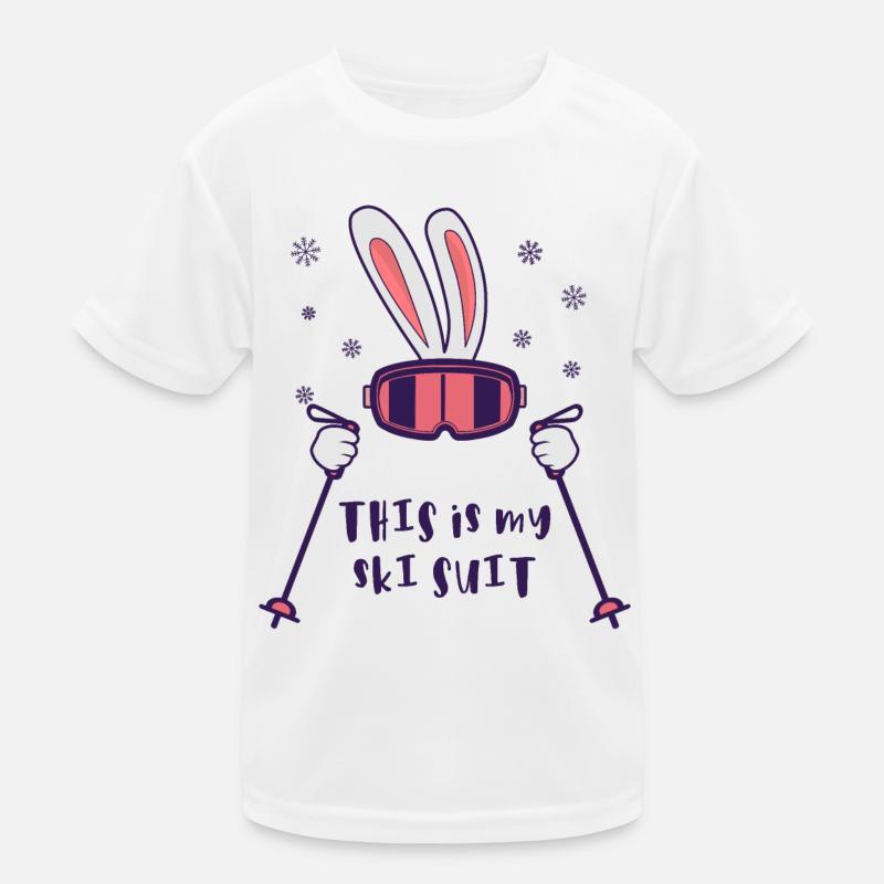 This is my Ski Suit Skiing Rabbit with ski poles Kids Functional T-Shirt