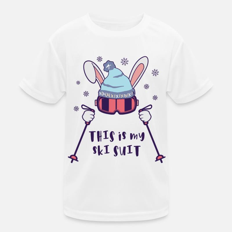 This is my Ski Suit Skiing Rabbit with ski poles Kids Functional T-Shirt