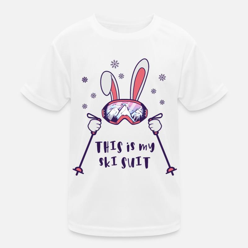 This is my Ski Suit Skiing Rabbit with ski poles Kids Functional T-Shirt