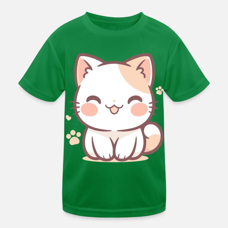 Ein lächelndes Chibi-Kätzchen Kinder Funktions-T-Shirt