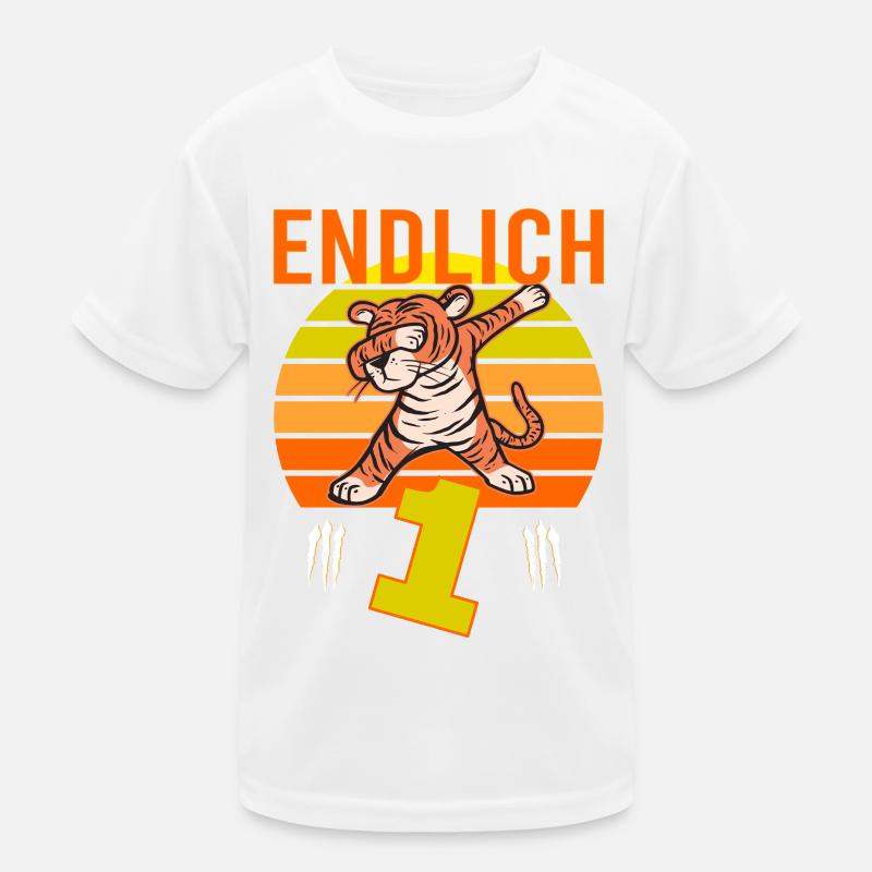 1 Geburtstag Löwe Tiger witzig 1 Jahre Junge Kinder Funktions-T-Shirt
