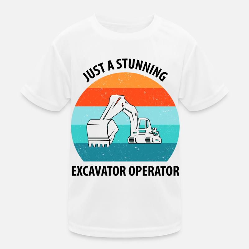 Bagger Baggerfahrer Baggerwagen - Kinder Funktions-T-Shirt - Weiß