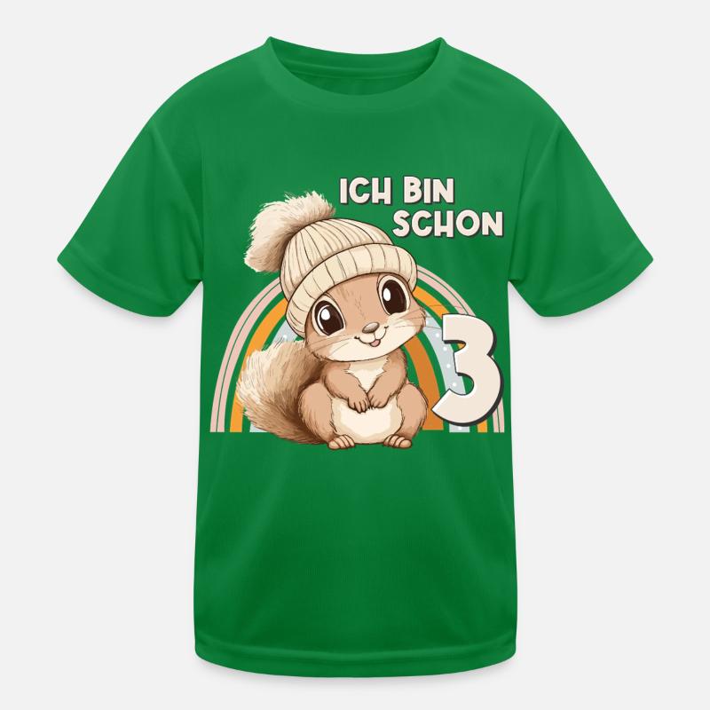 3. Geburtstag Eichhörnchen Regenbogen Süß Niedlich Kinder Funktions-T-Shirt