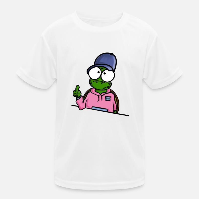Turtle with Cap Middle Finger Kids Functional T-Shirt