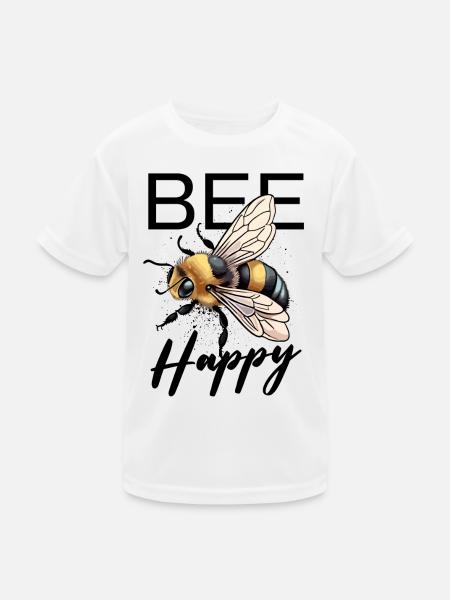 Bee Happy - Kinder Funktions-T-Shirt - Weiß
