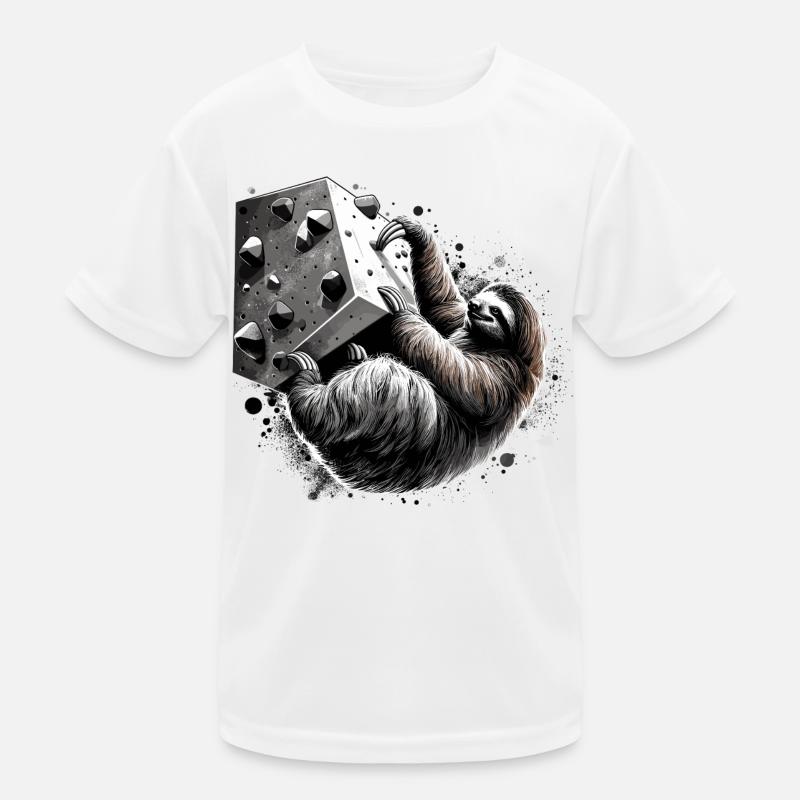 Bouldering Sloth Gift Kids Functional T-Shirt