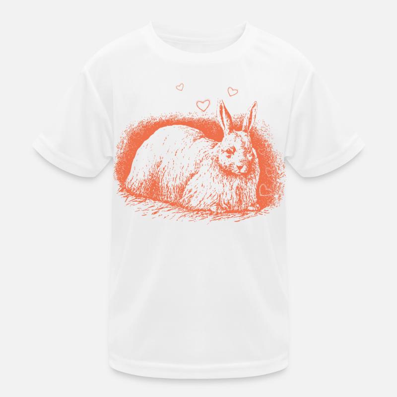 Retro Bunny with Hearts Easter Bunny Kids Functional T-Shirt