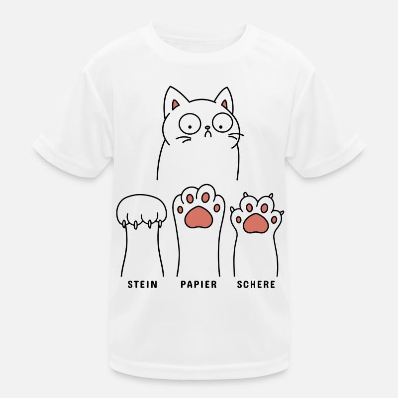 Verwirrte Katze Stein Papier Schere Kinder Funktions-T-Shirt