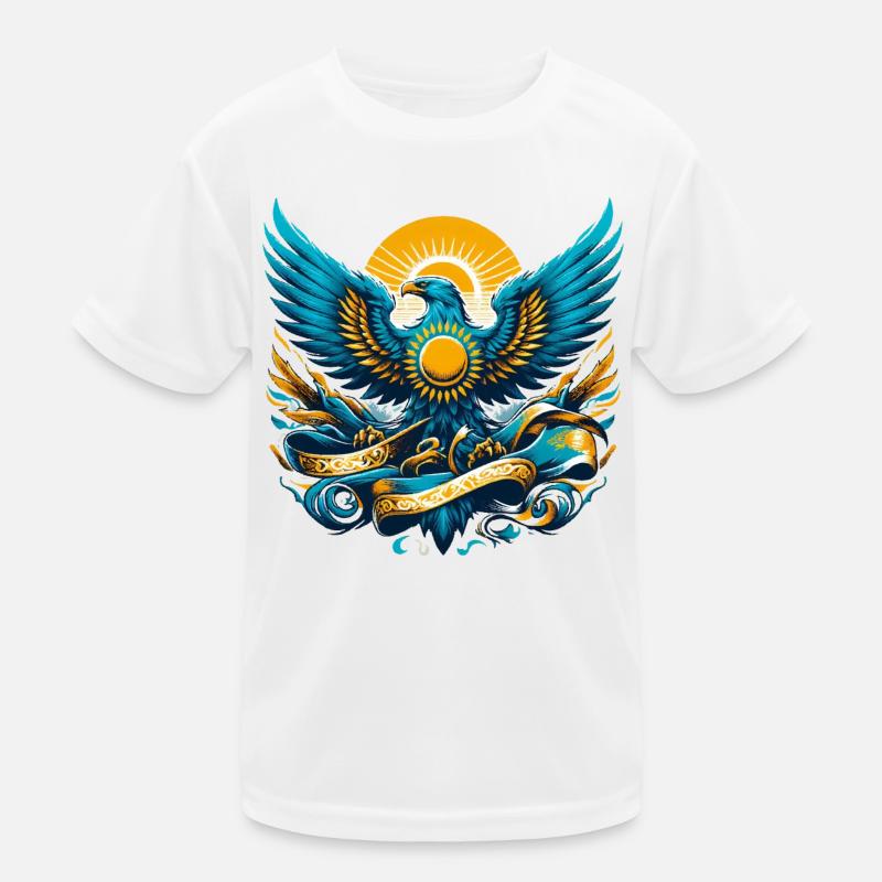 Kazakhstan Eagle Flag Flag Dynamic Gift Kids Functional T-Shirt