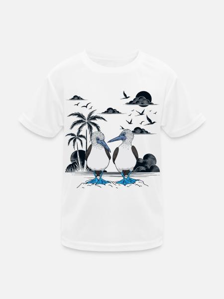 Galapagos Islands Blaufußtölpel - Kinder Funktions-T-Shirt - Weiß