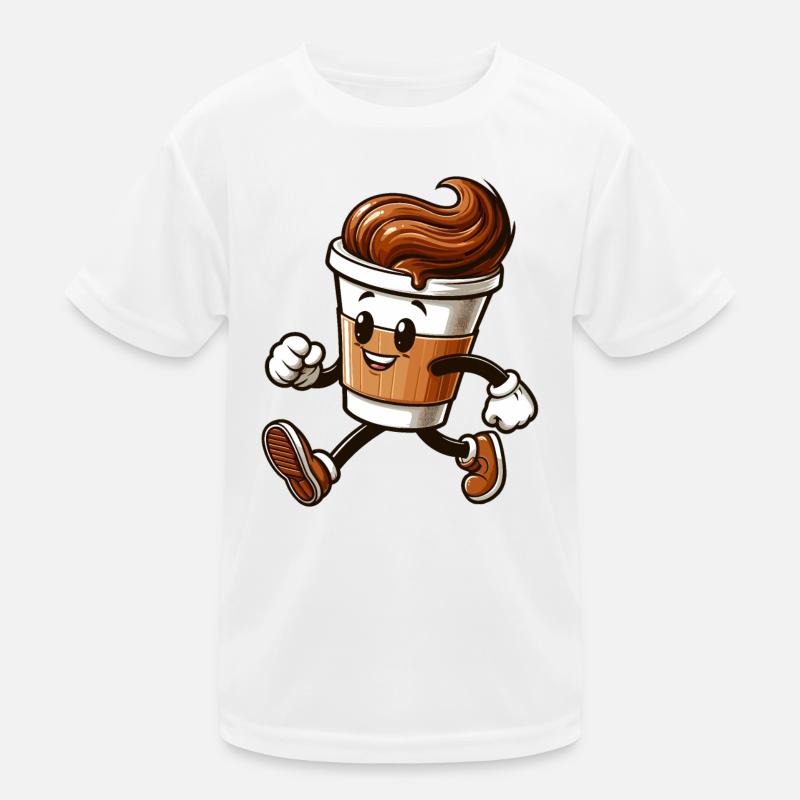Kaffee Becher Kaffeebecher läuft Geschenk Kinder Funktions-T-Shirt