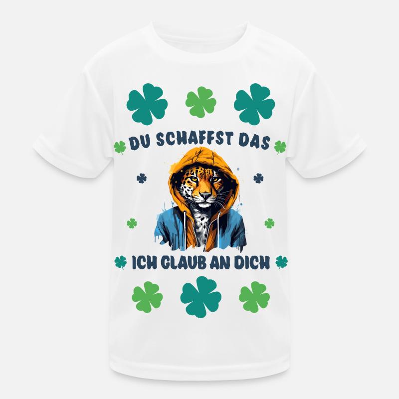 Du schaffst das! Cooler Leopard Glücksbringer Kinder Funktions-T-Shirt