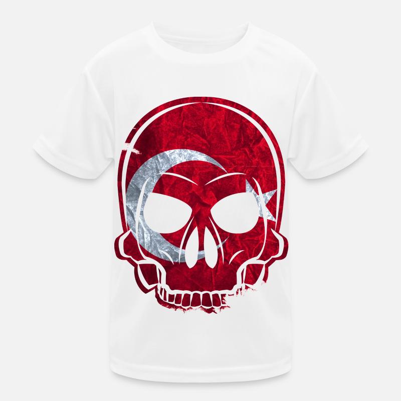 MMJ Turkey Flag Skull Kids Functional T-Shirt
