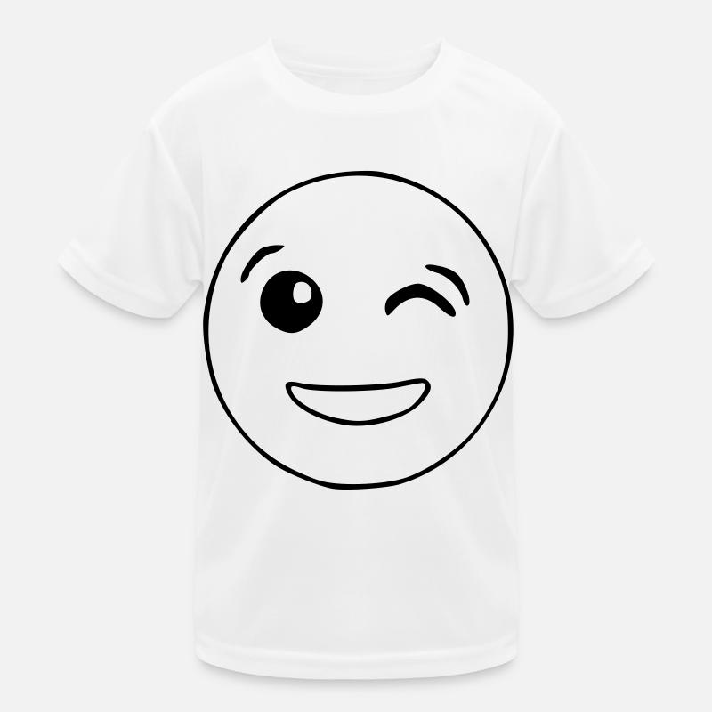 Emoji winking sketch black Kids Functional T-Shirt