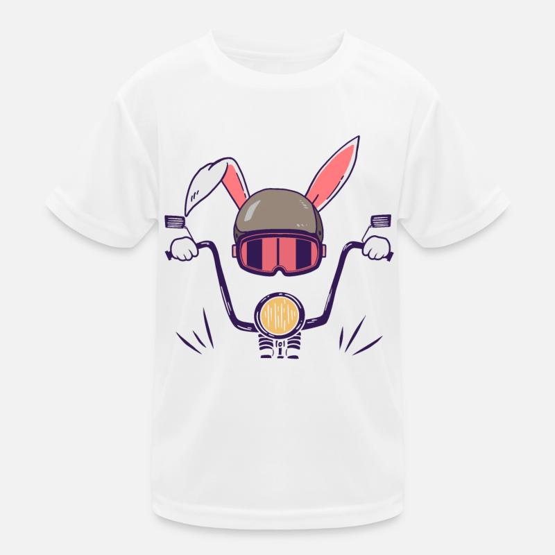 Rabbit biker motorcyclist Kids Functional T-Shirt
