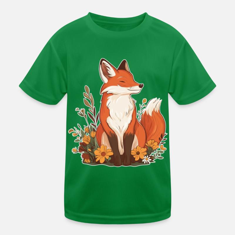 Renard avec des fleurs T-shirt sport Enfant