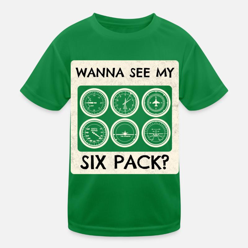 Airplane Pilot Fly Sixpack Cockpit I Gift Kids Functional T-Shirt