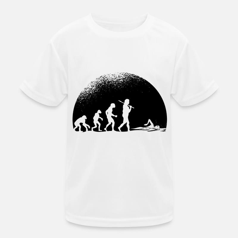 Evolution Schwimmen - Kinder Funktions-T-Shirt - Weiß