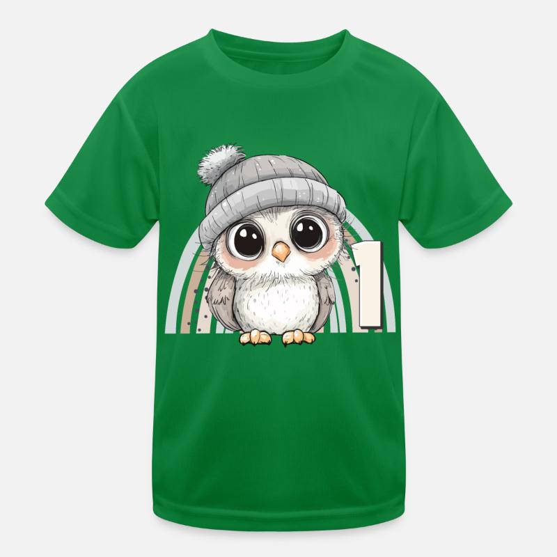 1. Geburtstag Eule Regenbogen Süß Niedlich Kinder Funktions-T-Shirt