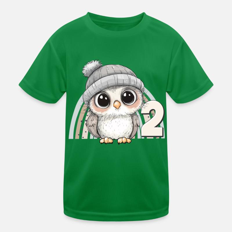 2. Geburtstag Eule Regenbogen Süß Niedlich Kinder Funktions-T-Shirt