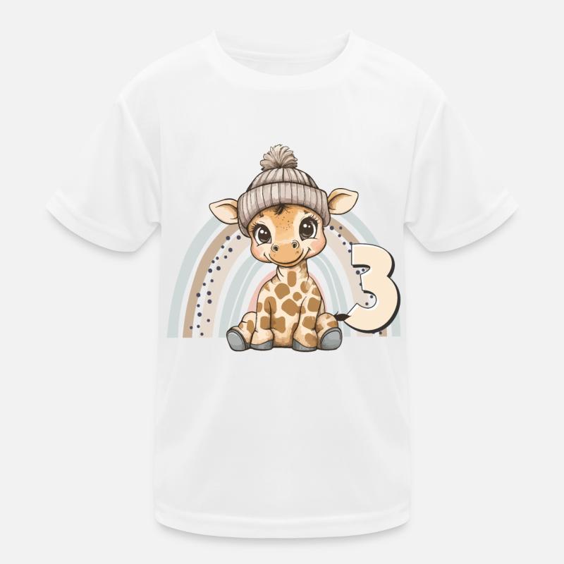3. Geburtstag Giraffe Regenbogen Süß Niedlich Kinder Funktions-T-Shirt