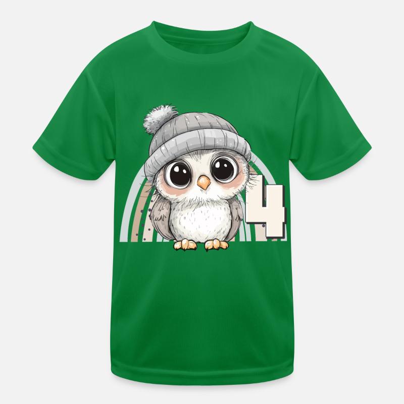 4. Geburtstag Eule Regenbogen Süß Niedlich Kinder Funktions-T-Shirt
