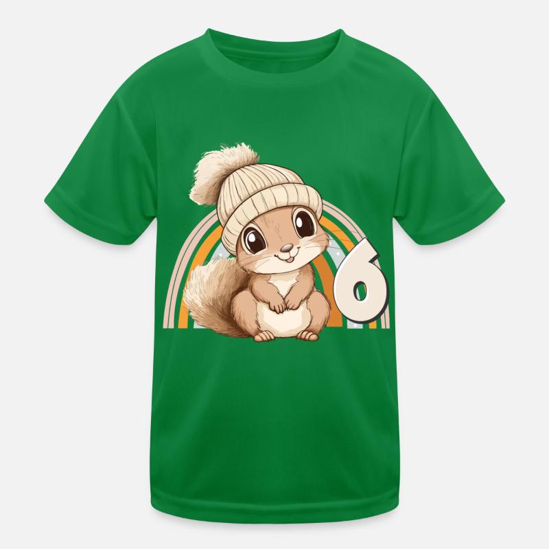 6. Geburtstag Eichhörnchen Regenbogen Süß Niedlich Kinder Funktions-T-Shirt