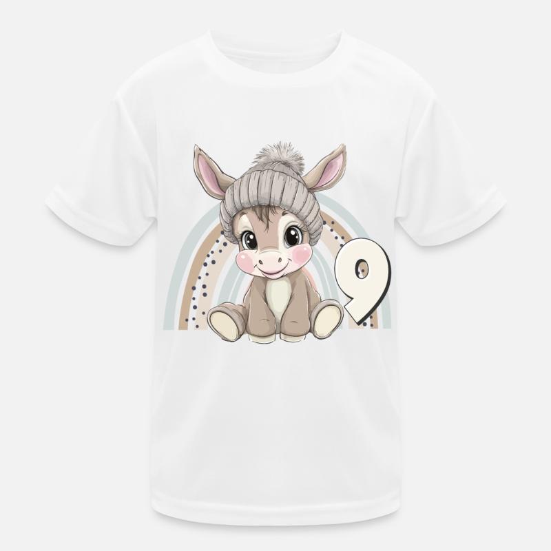 9. Geburtstag Esel Regenbogen Süß Niedlich Kinder Funktions-T-Shirt